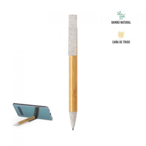Bolígrafo bambú soporte móvil Roble