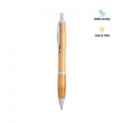 Bolígrafo de bambú con pulsador Naranjo
