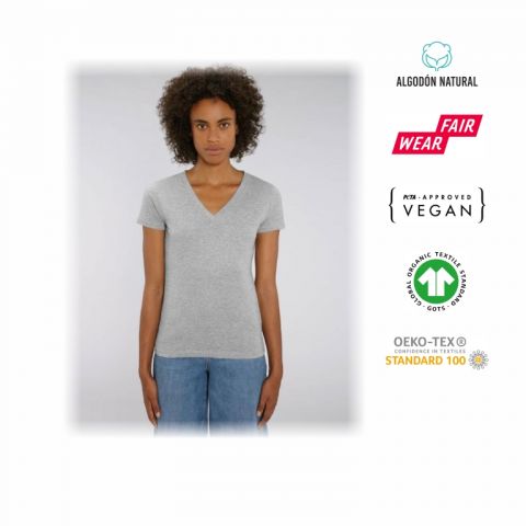 Camiseta mujer algodón orgánico cuello en V