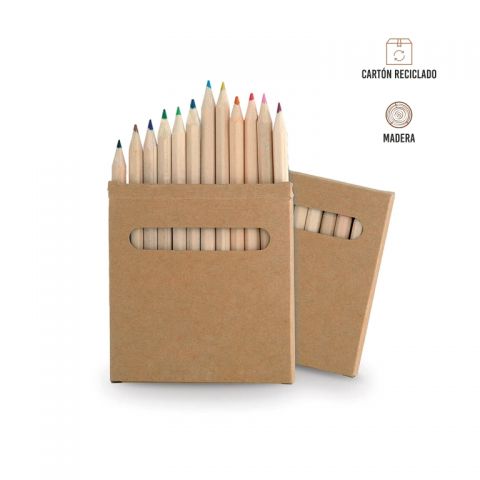 Set de 12 lápices en caja de cartón natural Campsi